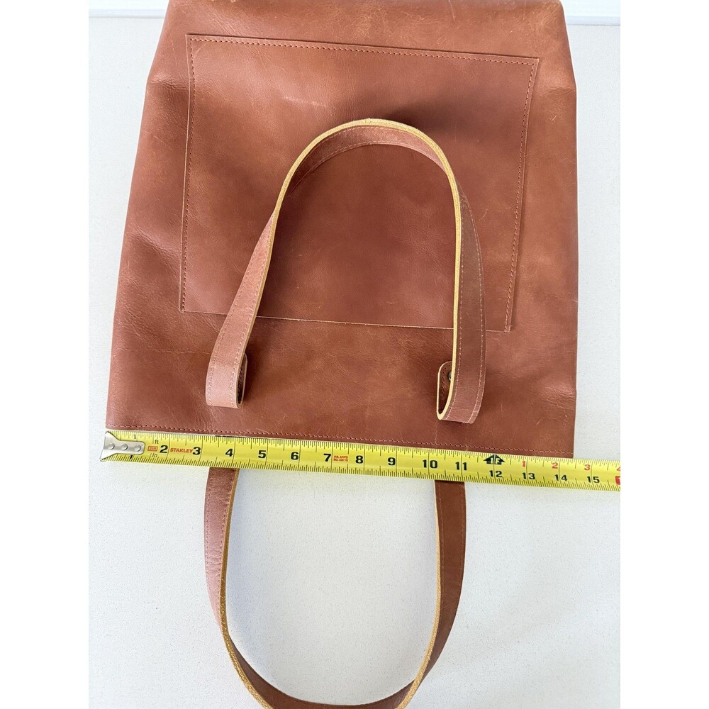 Leather Tote Bag Womens Medium Brown Zip Top Shoulder Purse Handbag Casual - Picture 6 of 8